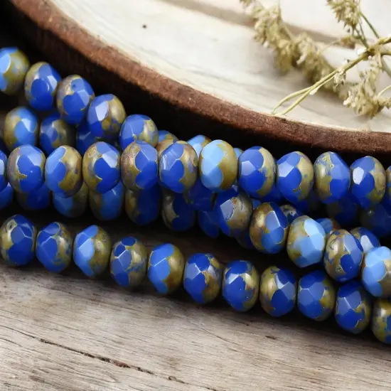 *19* 8mm Pacific Blue Opal Picasso Central Cut Beads {1}