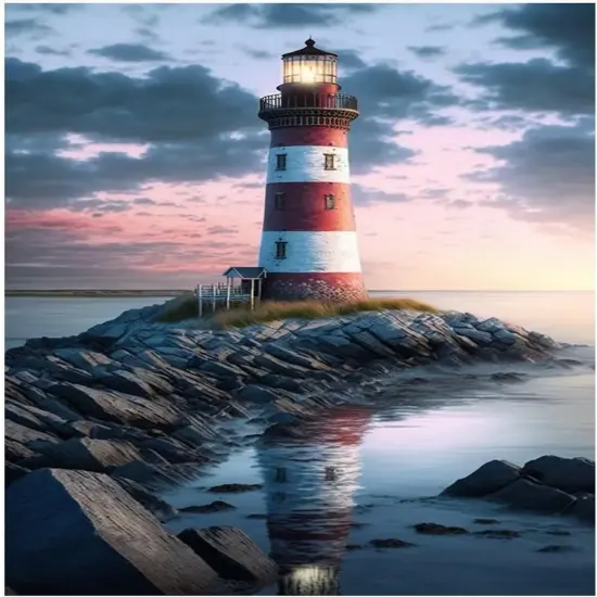 Diamond Painting Kits for Adults, Beach and Lighthouse 5D Diamond Art Kits for Beginner DIY Full Drill Diamond Dots Crystal Craft Kits for Home Wall Decor Gifts 11.8x15.7 inch {1}