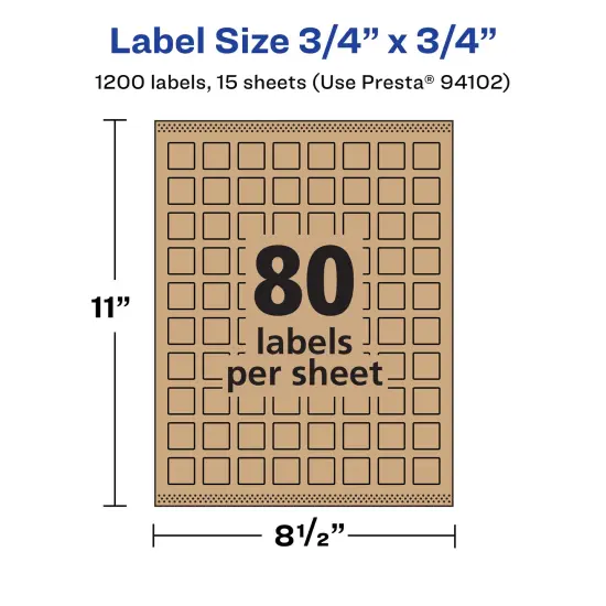 Avery Kraft Brown Square Labels with Sure Feed, 3/4" x 3/4" {5}