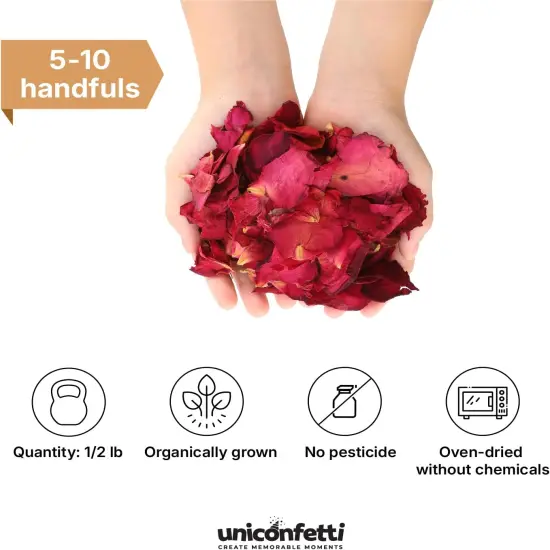 Dried Flower Red Rose Biodegradable Confetti - Flower Petals for Weddings, Flower Girl Toss, Wedding Send Off Ideas {2}
