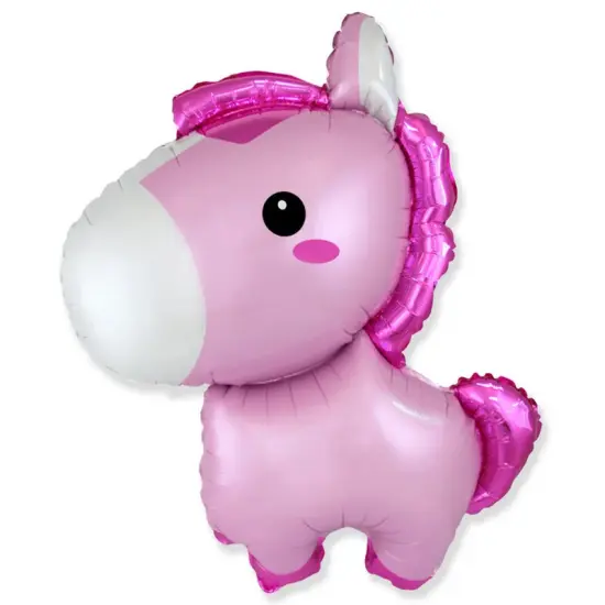 34" Baby Horse Pink Foil Balloon Animal Party Decoration {2}