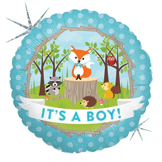18" Woodland Baby Boy Foil Balloon Forest Themed Baby Shower Decor {1}