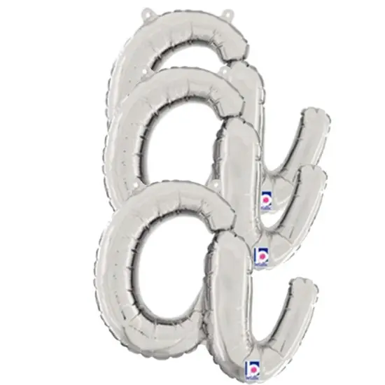 Betallic&reg; 14 Inch Script Letter A Silver Air Fill Only Balloon {2}