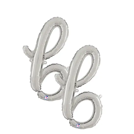Betallic&reg; 24 Inch Script Letter B Silver Air Fill Only Balloon {6}