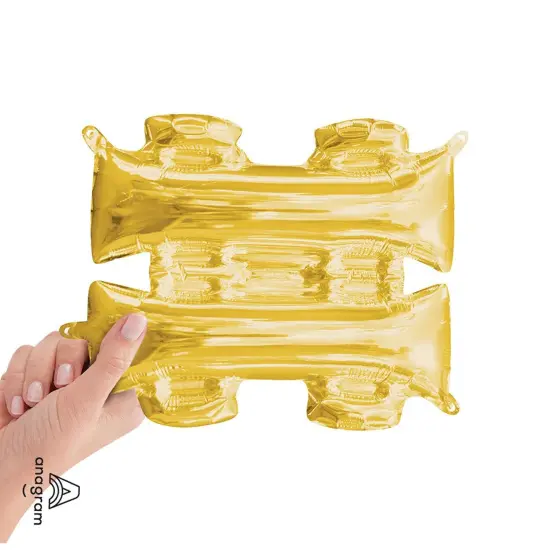 Anagram&reg; 16" Gold Hashtag Balloon Air Fill Only Foil Mylar {4}