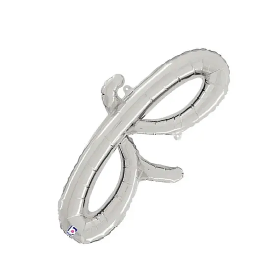 24 Inch Script Letter F Silver Air Fill Only Balloon {3}