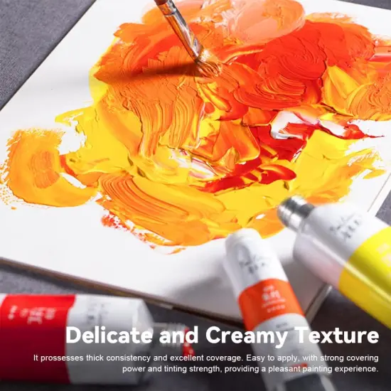 Oil Paint, 12 Neon Colors with High Saturation, 50ml Large Tubes, Faster Drying Time, Art Supplies for Artists, Students, Beginners {3}