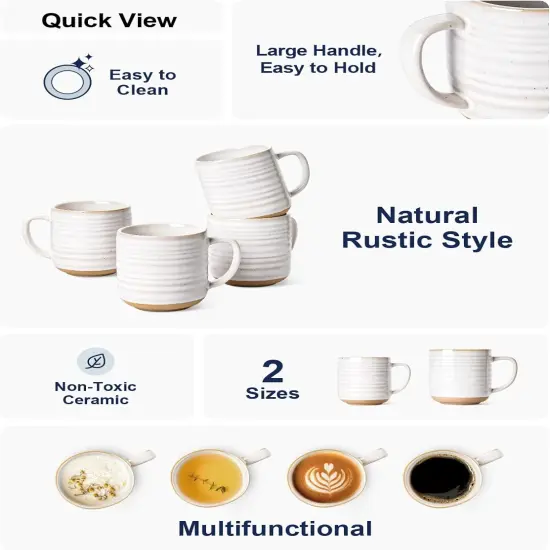 Coffee Mugs 12 oz, Ceramic Mug Set, Housewarming Wedding Present {2}