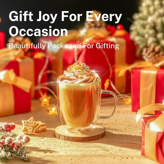 Double Wall Glass Coffee Mugs - 12.5 oz Insulated Clear Coffee Mugs Set of 2 {2}