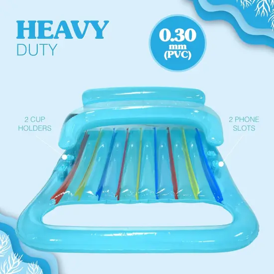 4E's Novelty 2 Person Pool Lounger with Cup Holder - Inflatable Floats for Adults for Summer Party Favors {4}