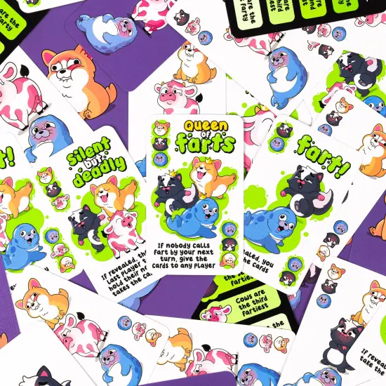Professor Puzzle: Queen of Farts - Flatulent Animal Card Game, Pair Matching & Card Discarding, Gassy Fun Party Game, Family-Kids Ages 6+, 3-6 Players {6}