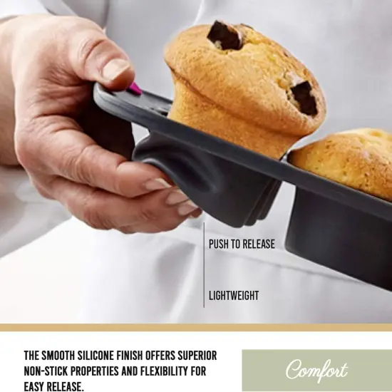 Structured Silicone Muffin Pan, Pan-12 Cup, Grey/Mint {4}