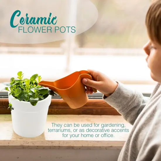 4E's Novelty 12 Pack Ceramic Flower Pots with Drainage Holes - DIY Craft Paintable Flower Pots for Kids {6}