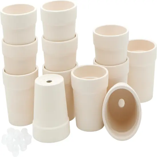 4E's Novelty 12 Pack Ceramic Flower Pots with Drainage Holes - DIY Craft Paintable Flower Pots for Kids {1}