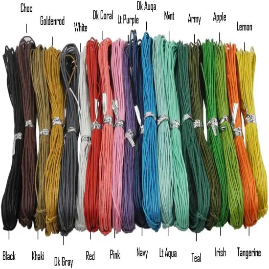 20 Colors 1mm Jewelry Making Beading Crafting Macrame Waxed Cotton Cord Thread with 200 Silver Metal Beads, 10 Yards Each Color {3}