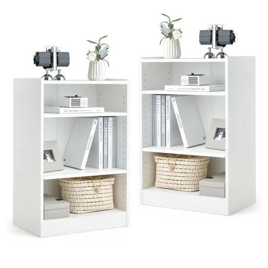 Costway 2 PCS 3-Tier Bookcase Open Multipurpose Display Rack Cabinet with Adjustable Shelves White/Black/Brown {7}