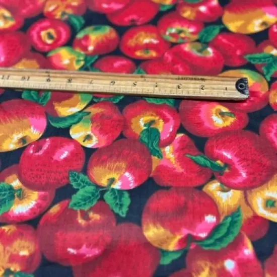 1 Yard Apple Print Poly Cotton Fabric 58" Wide Soft Material for Apparel & Accessories White {4}