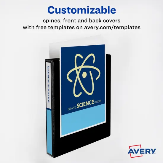 Avery Heavy-Duty View 3 Ring Binder, 1 Inch One Touch Slant Rings, 250-Sheet Capacity, DuraHinge, 1.4 Inch Wide Spine, Customizable Clear Cover and Spine, 1 Orchid Purple Binder (79272) {4}