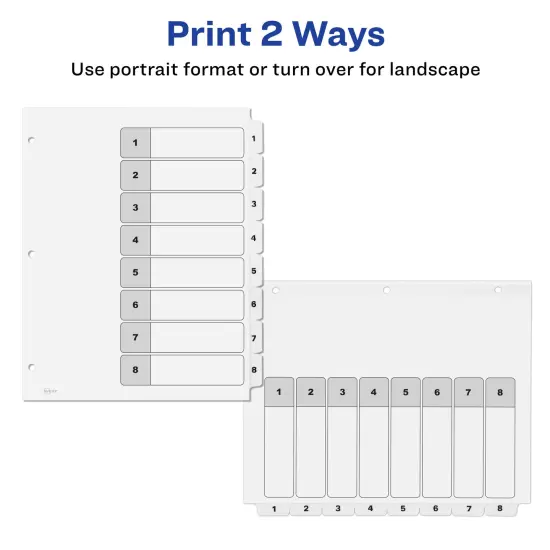 Avery Ready Index 8 Tab Binder Dividers, Customizable Table of Contents, Classic White Tabs, 6 Sets (11822) {3}