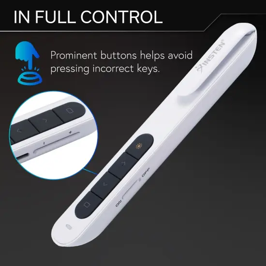 Wireless Presenter Remote Clicker, Laser Light Pointer for PowerPoint Presentation, White {7}