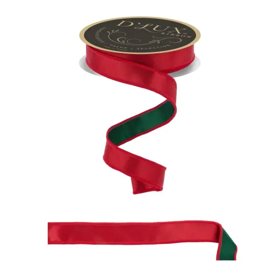7/8" Satin Fused Ribbon: Red/Emerald Green (10 Yards) {3}