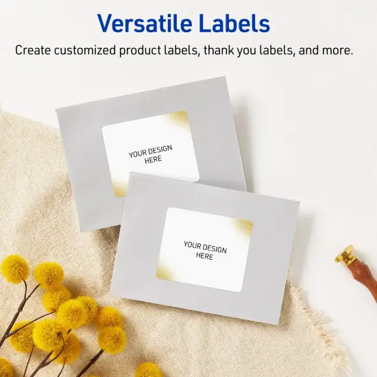 Avery Printable Rectangle Labels with Sure Feed Technology, Pre-Printed Gold Blush Pattern, Matte White, 4" x 3-1/3", Laser & Inkjet Compatible, 40 Total, Great for Branding, Marketing, and Events {6}