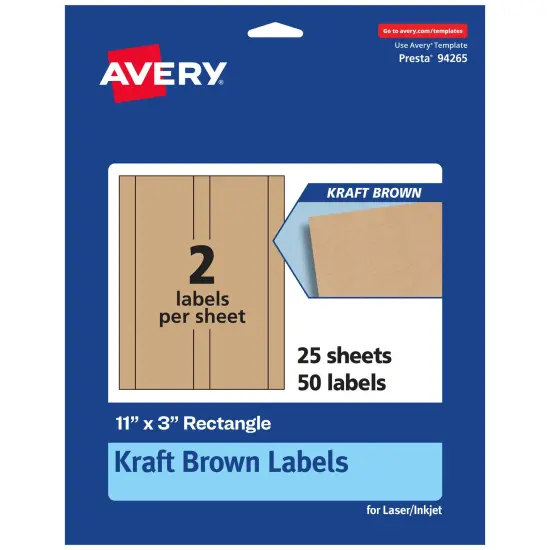 Avery Kraft Brown Rectangle Labels, 11" x 3" {1}