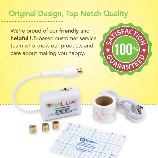 ViviLux 3-in-1 Rechargeable Green Laser System for Sewing & Quilting &ndash; Adjustable Line, Crosshair, and Dot Laser Heads, Hook and Loop Tape Mount {6}