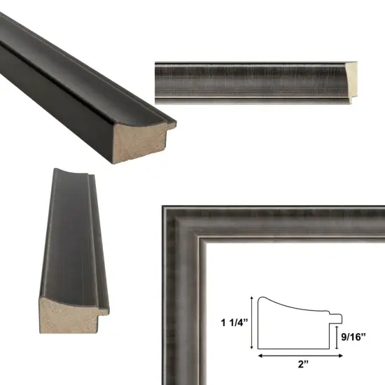 Silver Gunmetal Pewter Scoop Picture Frame 27x40 frame {6}