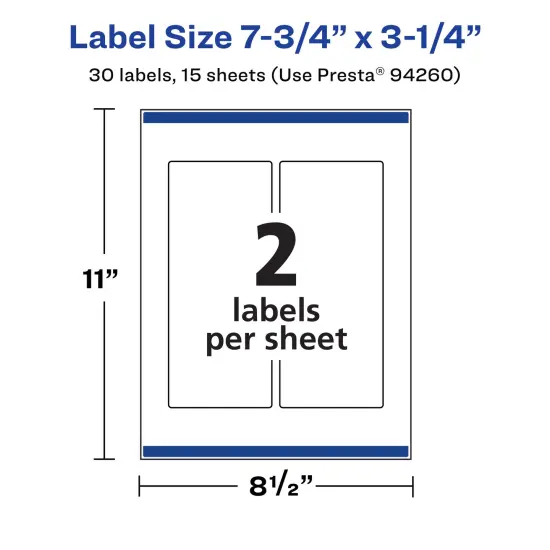 Avery Matte White Removable Rectangle Labels with Sure Feed Technology, Print-to-the-Edge, 7.75" x 3.25" {5}
