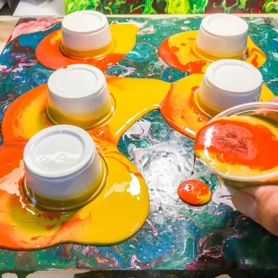 Professional Gloss Pouring Medium 32oz (Quart) - Improves Paint Flow & Cell Effects Creator, Viscosity Adjuster for Art Acrylic Painting {5}