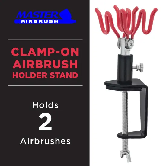 Clamp-On 2-Airbrush Holder Stand - Table/Bench Mount - Airbrush Accessories and Supplies for Garage or Workspace {2}
