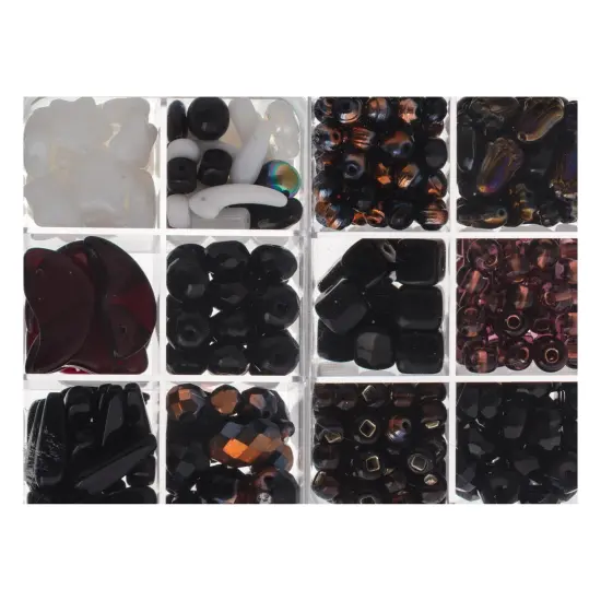John Bead Mixed Czech Glass Beads Box, 200g Dark Starnight {3}