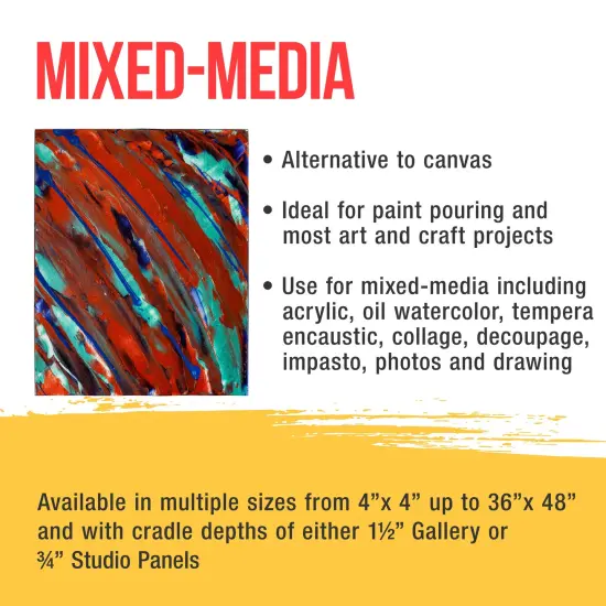 Unfinished Cradled Wood Panels for Painting, 2 Pack of 16x20 inch - Studio Birch Wooden Canvas Boards 3/4" Deep - Mixed-Media Craft, Acrylic, Oil, Encaustic, Paint Pouring Panel Board {5}