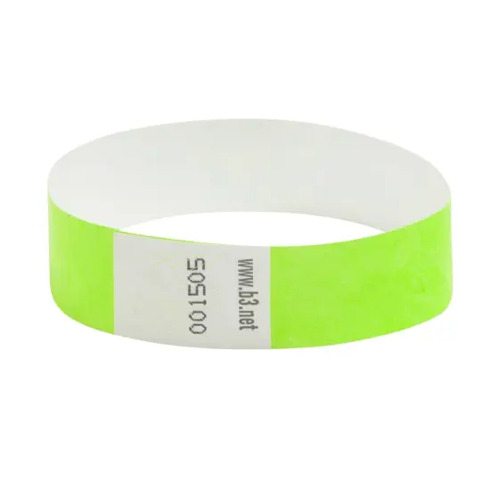 Sequentially Numbered Security Wristbands, 3/4", Green, Pack of 100 {1}