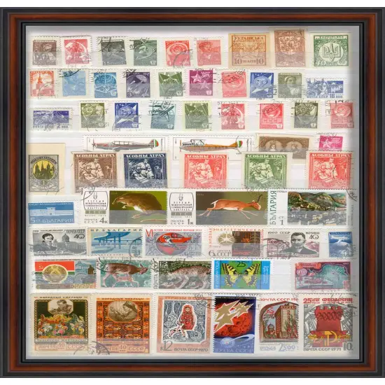 Square Shadow Box 1.75" Deep Brown Frame - UV Acrylic, Backing, Hanging Hardware {1}