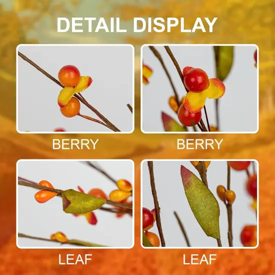 Artificial Orange Berry Stems for Table Arrangement {3}