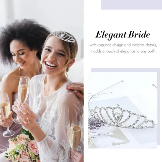 8 Pack Birthday Tiaras, Rhinestone Crystal Princess Crowns, Silver Headbands for Women {3}