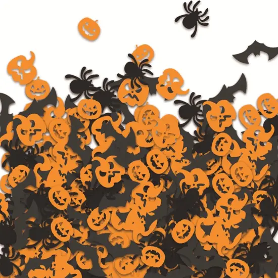 100Pcs Halloween Confetti Decorations,Halloween Party Table Scatter Confetti Sprinkles Orange Pumpkin Black Spider Bat Confetti for Halloween Party Supplies Trick or Treat Tabel Decor {1}