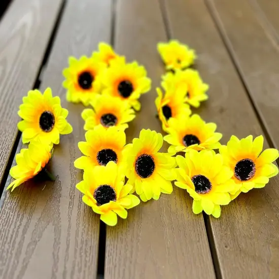 Summer Sunflower Heads &ndash; 20pcs Mini Yellow Artificial Silk Flowers for Home, Party, DIY Crafts & Outdoor Decor Floral Arrangements {3}