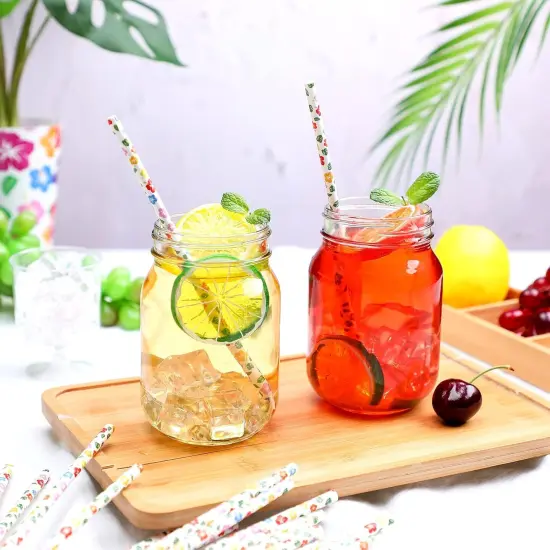 100 Pcs flower Hawaiian Tropical Party Paper Straws Luau Party Favor Drinking Straws Cocktail Tropical Decorations for Luau Supplies, Beach, Birthday, Wedding, Bridal, Juice, Shakes {2}