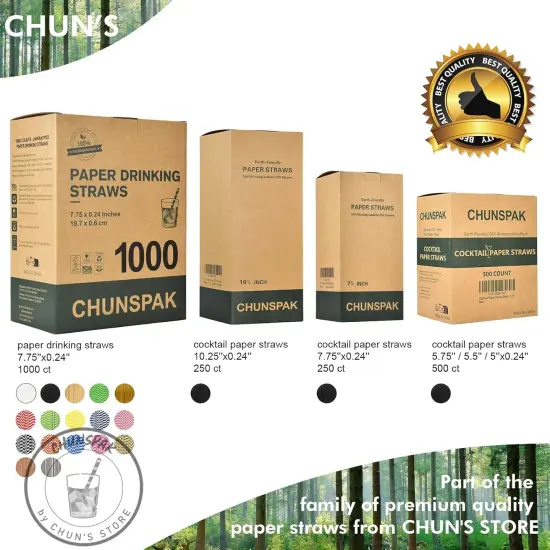 Gold Paper Straws Bulk 1000 Counts, 7.75" x0.24" - for Party, Wedding, Drinks and Cocktail {5}