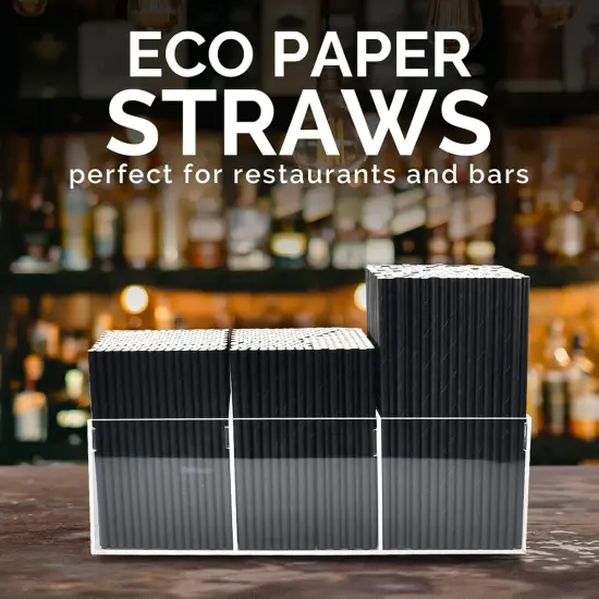 Short Paper Straws Bulk 5.5 inch - 500 ct. Disposable Black Paper Drinking Straw, Sip Stirrers for Cocktail, Coffee and Short Drinks {4}