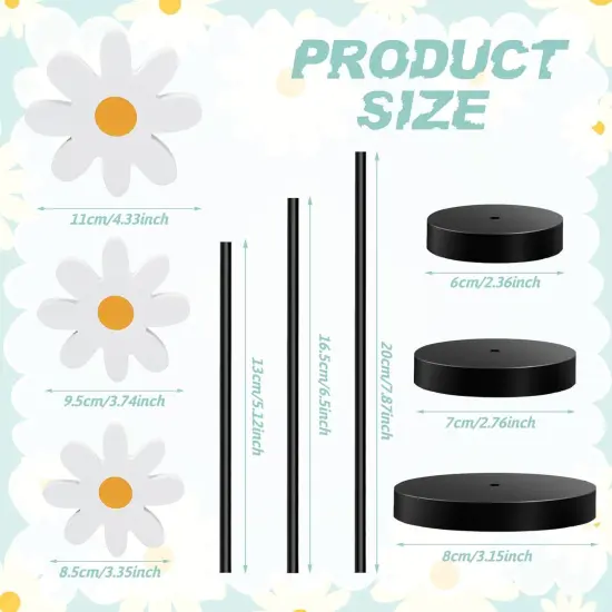 6 Pieces Summer Wooden Daisy Nursery Shelf Decor &ndash; Boho Daisy Standing Tabletop Decor, Rustic Tiered Tray Signs, Daisy Centerpiece for Party, Table Decoration, Farmhouse Home Desk & Nursery Decor {2}