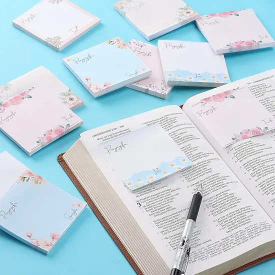 Floral Sticky Notes, 12 Pads, Aesthetic Colorful Sticky Notes in Bulk {4}