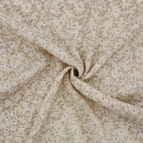 1 Yard Rayon Crinkle Cream Bread Fabric, 50/52" Wide Lightweight Apparel Material {1}