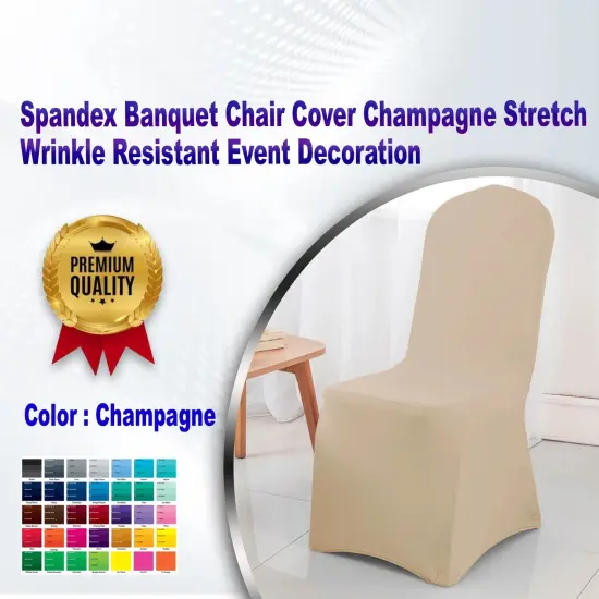 1 Piece Spandex Banquet Chair Cover Champagne Stretch Wrinkle Resistant Event Decoration {1}