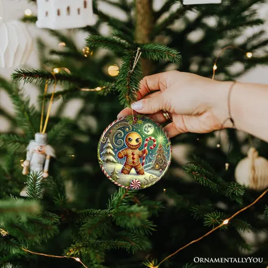Menacing Gingerbread Man Ornament, Eerie Winter Enforcer for Christmas Decor {5}