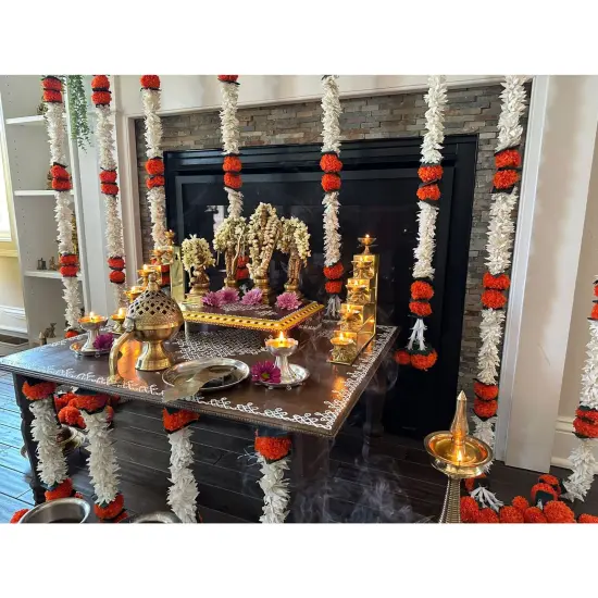 Jasmine Marigold Flowers Garland for Home Party Door Hanging Diwali Decorations Day of the Dead Dia De Los Muertos Ofrenda Halloween Mexican Fiesta Decor {3}