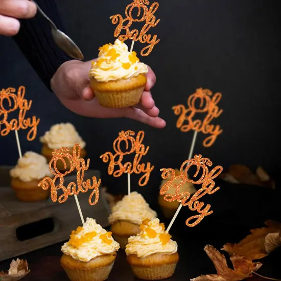 24Pcs Pumpkin Oh Baby Cupcake Toppers {3}